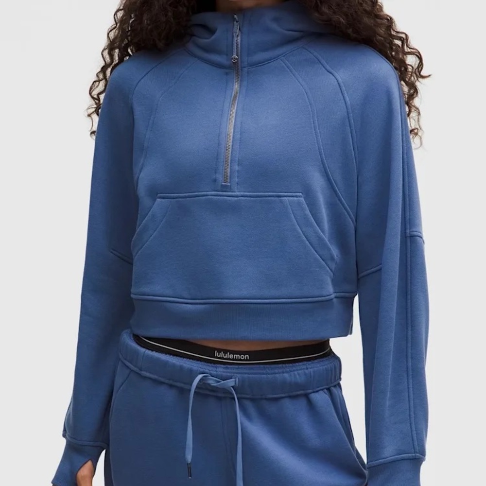 lululemon athletica Blue Scuba half zip cropped sweatshirt
